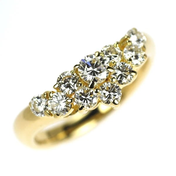 K18YG DIAMOND RING: K18YG diamond ring Brand: None Type: rings Material: K18YG Main Stone Natural Color: yellow gold Size: 5.5 - 5.75 US Accessories: None Accessories Notice: When purchasing pre-owned goods,