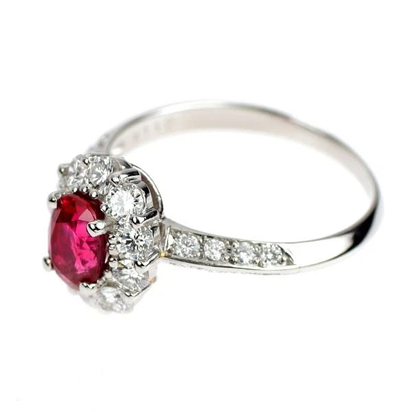 QUEEN PT950 RUBY DIAMOND RING - 2