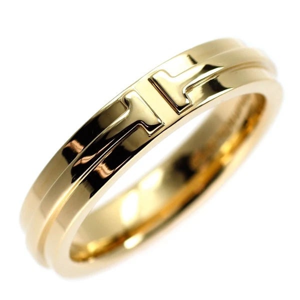 TIFFANY K18YG RING T TWO NARROW: Tiffany K18YG ring T TWO Narrow Brand: Tiffany Type: rings Material: Gold Main Stone Natural Color: Gold Size: 7.75 - 8 US Accessories: None Accessories Notice: When purchasing pre-owned