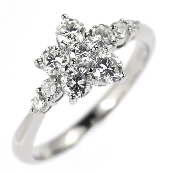 PT900 DIAMOND RING FLOWER: Pt900 diamond ring flower Brand: None Type: rings Material: Pt900 Main Stone Natural Color: None Size: 7.25 US Accessories: None Accessories Notice: When purchasing pre-owned goods, please