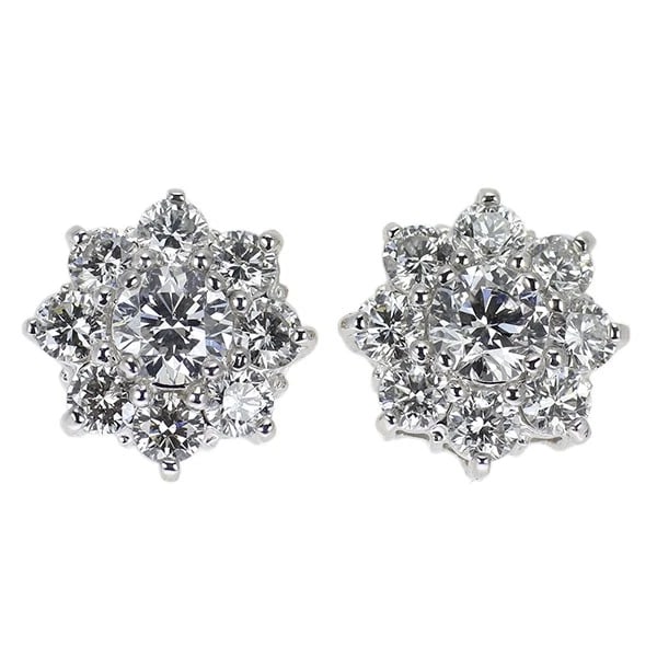 PT900 DIAMOND EARRING: Pt900 diamond earring Brand: None Type: piercing Material: Platinum Main Stone Natural Color: Platinum Size: Length/Width/Diameter10.0Width/Thickness10.4 Accessories: None Accessories Notice: