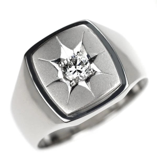 PT900 DIAMOND STAMP RING: Pt900 Diamond Stamp Ring Brand: None Type: rings Material: Platinum Main Stone Natural Color: None Size: 9 US Accessories: None Accessories Notice: When purchasing pre-owned goods, please