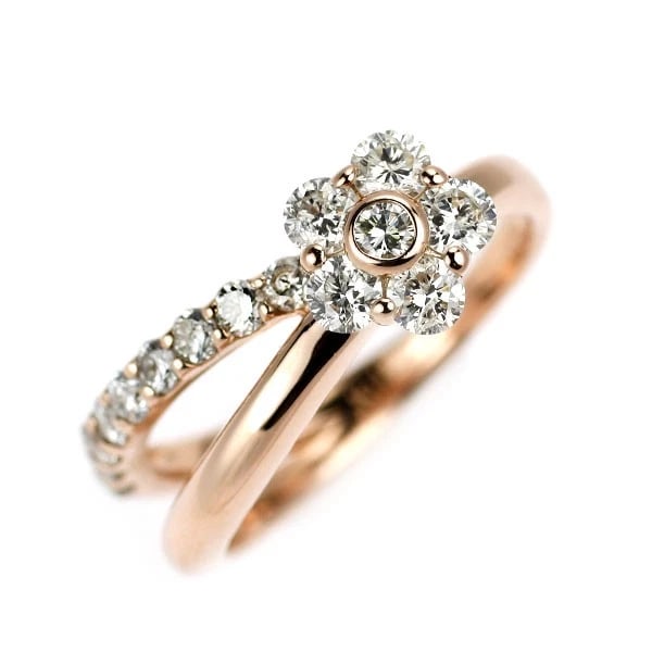 K18PG DIAMOND RING FLOWER: K18PG Diamond Ring Flower Brand: None Type: rings Material: K18PG Main Stone Natural Color: Pink gold Size: 2.5 US Accessories: None Accessories Notice: When purchasing pre-owned goods, pl