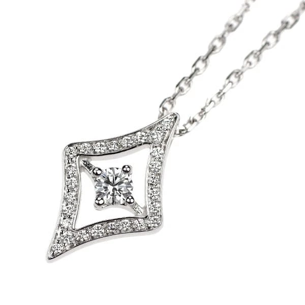 K18WG DIAMOND PENDANT NECKLACE: K18WG diamond Pendant necklace Brand: None Type: pendant necklace Material: K18WG Main Stone Natural Color: None Size: Necklace: Chain Length 42Length/Width/Diameter 14.0 Width/Thickness 9.0 