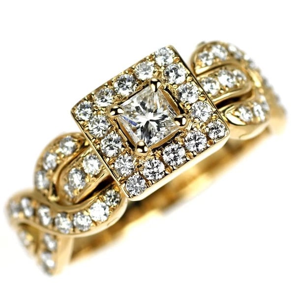 K18YG DIAMOND RING: K18YG diamond ring Brand: None Type: rings Material: K18YG Main Stone Natural Color: yellow gold Size: 6.75 - 7 US Accessories: None Accessories Notice: When purchasing pre-owned goods,
