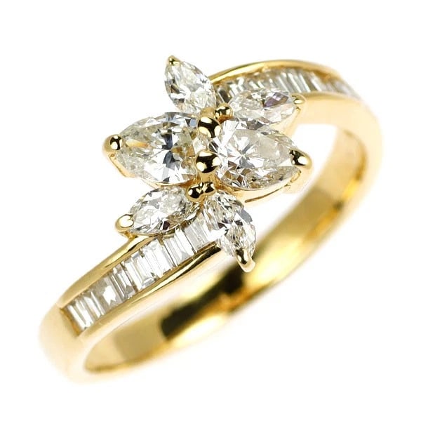 K18YG DIAMOND RING: K18YG diamond ring Brand: None Type: rings Material: Gold Main Stone Natural Color: None Size: 5.5 - 5.75 US Accessories: None Accessories Notice: When purchasing pre-owned goods, please