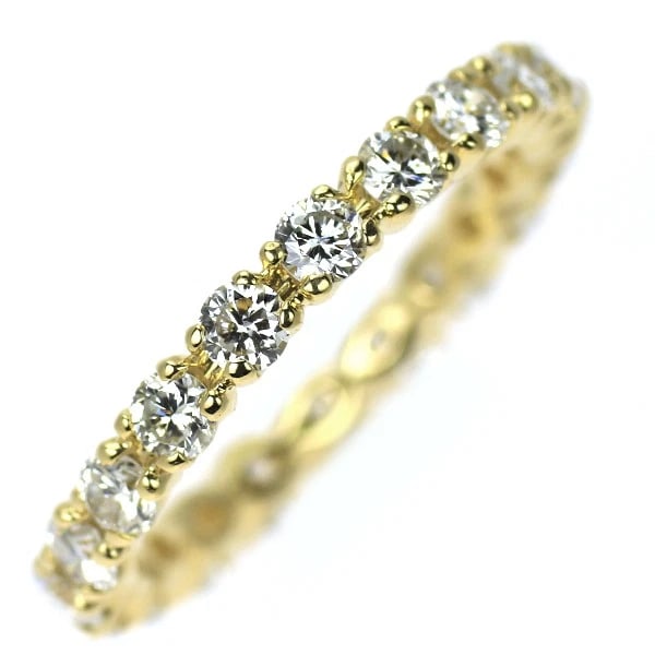 K18YG FULL ETERNITY DIAMOND RING: K18YG full eternity diamond ring Brand: None Type: rings Material: Gold Main Stone Natural Color: Gold Size: 5.5 - 5.75 US Accessories: None Accessories Notice: When purchasing pre-owned