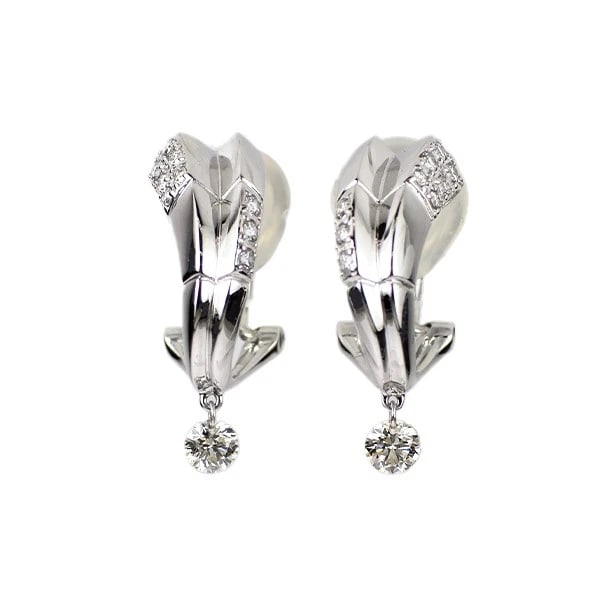K18WG DIAMOND EARRINGS: K18WG Diamond Earrings Brand: None Type: piercing Material: K18WG Main Stone Natural Color: None Size: Length/Width/Diameter21.2Width/Thickness6.8 Accessories: None Accessories Notice: When