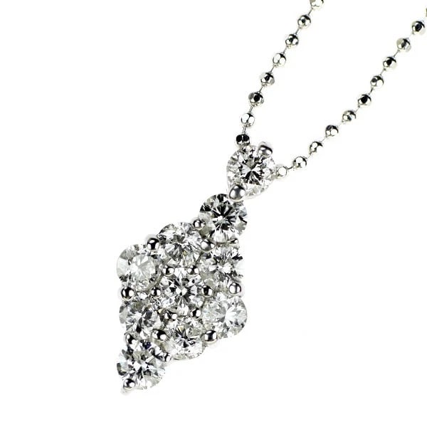 K18WG DIAMOND PENDANT NECKLACE: K18WG Diamond Pendant Necklace Brand: None Type: pendant necklace Material: K18WG Main Stone Natural Color: None Size: Necklace: Chain Length 40.5 Length/Width/Diameter 16.0 Width/Thickness
