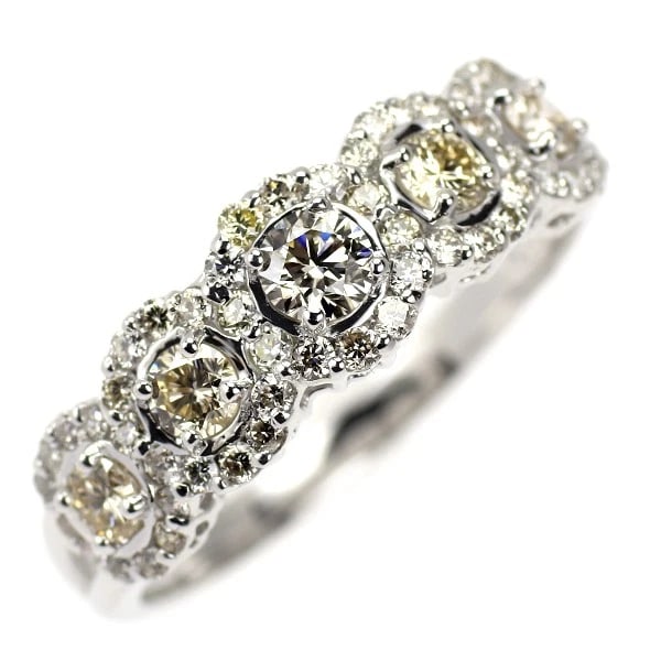 K18WG DIAMOND RING: K18WG Diamond Ring Brand: None Type: rings Material: K18WG Main Stone Natural Color: None Size: 7.75 - 8 US Accessories: None Accessories Notice: When purchasing pre-owned goods, please re