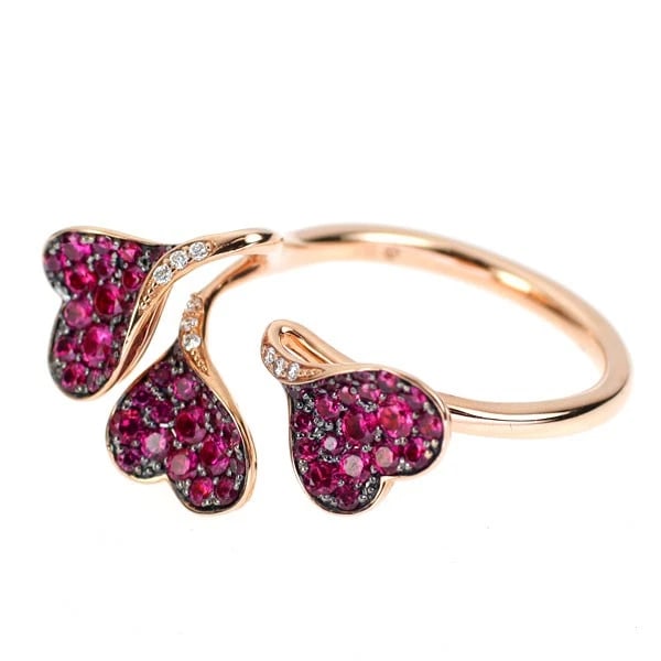 ROSE VIFF BLACKLATING/ K18PG RUBY DIAMOND RING - 2