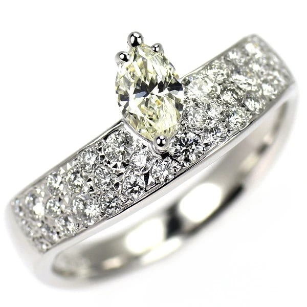 K18WG MARQUISE CUT DIAMOND RING: K18WG marquise cut diamond ring Brand: None Type: rings Material: K18WG Main Stone Natural Color: None Size: 8.75 US Accessories: None Accessories Notice: When purchasing pre-owned goods,