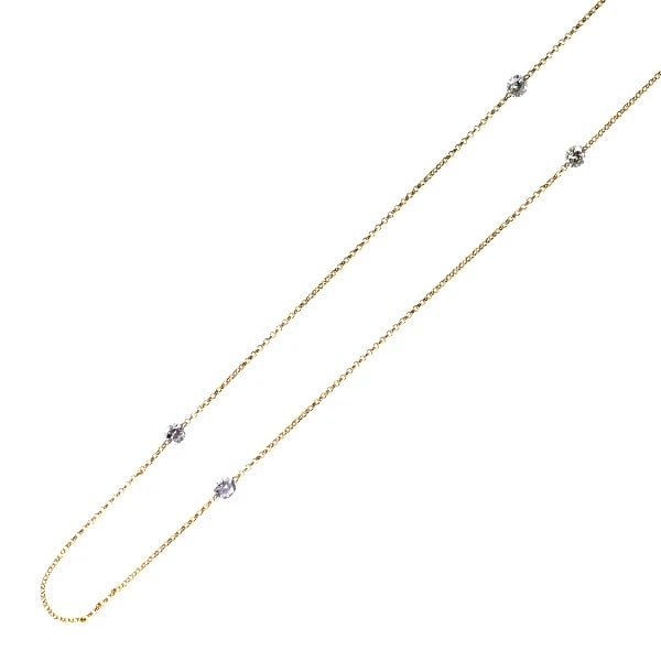 K18YG DIAMOND STATION NECKLACE: K18YG DIAMOND STATION NECKLACE Brand: None Type: necklaces Material: K18YG Main Stone Natural Color: yellow gold Size: Necklace: Chain Length 83 Length/Width/Diameter 3.5 Width/Thickness 2.4 