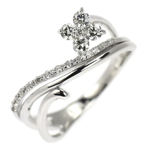 K18WG FLOWER DIAMOND RING: K18WG flower diamond ring Brand: None Type: rings Material: K18WG Main Stone Natural Color: None Size: 4.75 - 5 US Accessories: None Accessories Notice: When purchasing pre-owned goods, pl