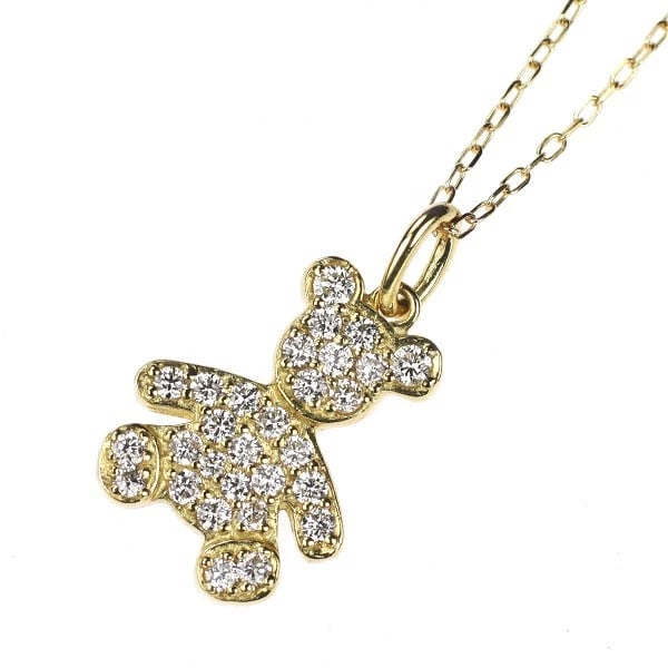 K18YG BEAR TEDDY BEAR DIAMOND PENDANT NECKLACE (1 of 2)