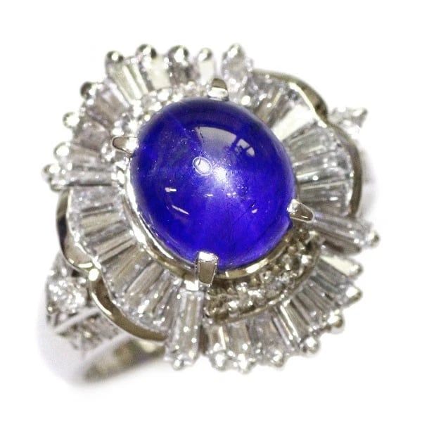 PT900 STAR SAPHIRE DIAMOND RING: Pt900 Star SaPhire Diamond Ring Brand: None Type: rings Material: Pt900 Main Stone sapphires Color: None Size: 5.25 US Accessories: None Accessories Notice: When purchasing pre-owned goods,