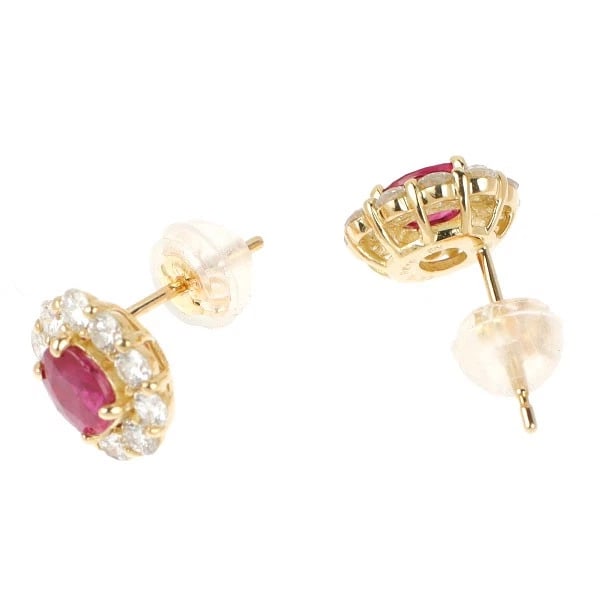 K18YG RUBY DIAMOND EARRING - 2