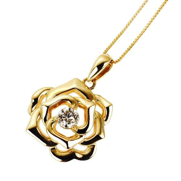 K18YG FLOWER DIAMOND PENDANT NECKLACE: K18YG flower diamond Pendant necklace Brand: None Type: pendant necklace Material: K18YG Main Stone Natural Color: yellow gold Size: Necklace: Chain Length