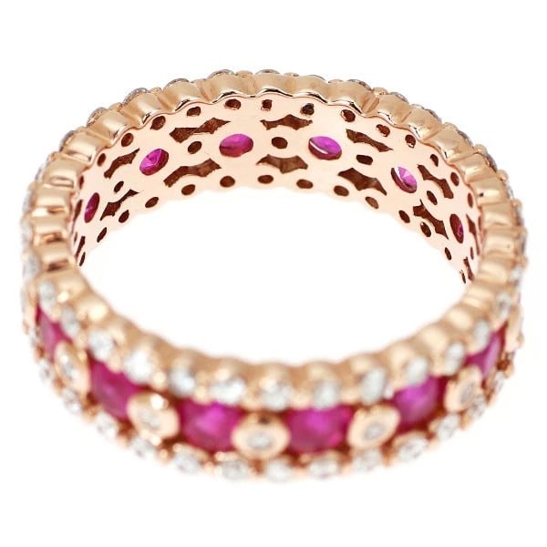 K14PG RUBY DIAMOND RING FULL ETERNITY: K14PG Ruby Diamond Ring Full Eternity Brand: None Type: rings Material: Gold Main Stone Ruby Color: None Size: 9 US Accessories: None Accessories Notice: When purchasing pre-owned goods,