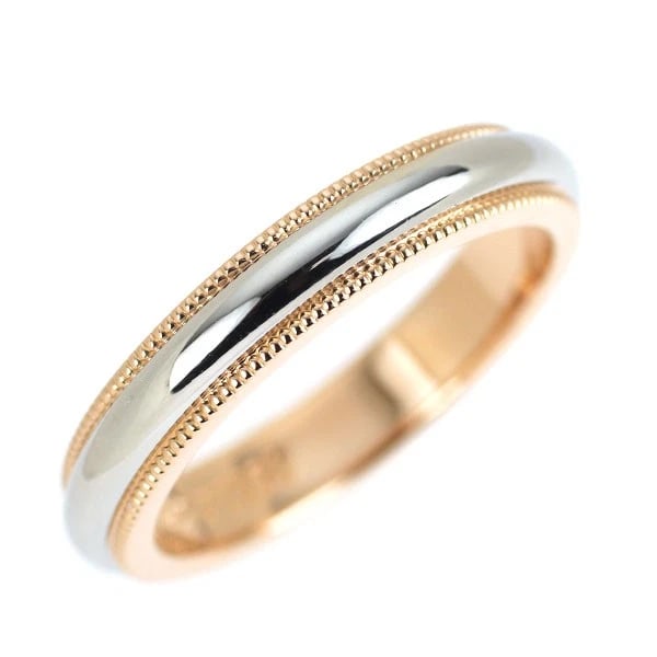 TIFFANY K18PG/ PT950 RING MILGRAIN: Tiffany K18PG/ Pt950 Ring Milgrain Brand: Tiffany Type: rings Material: Pt950 Color: None Size: 4.75 - 5 US Accessories: None Accessories Notice: When purchasing pre-owned goods, please refer