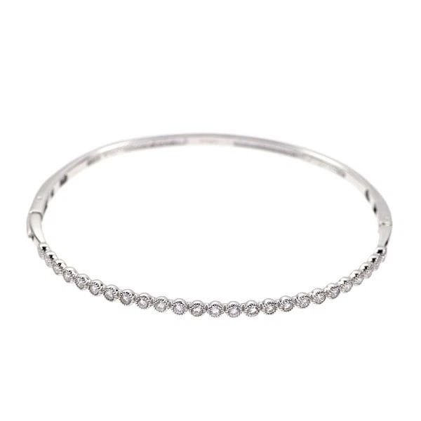 K18WG MILGRAIN DIAMOND BANGLE: K18WG Milgrain Diamond Bangle Brand: None Type: bangles Material: K18WG Main Stone Natural Color: None Size: Length/Width/Diameter2.7Width/Thickness2.0 Accessories: None Accessories Notice: