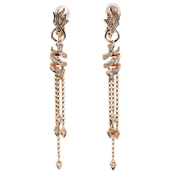 K18PG DIAMOND EARRING: K18PG diamond earring Brand: None Type: earring Material: Gold Main Stone Natural Color: Gold Size: Length/Width/Diameter60.0Width/Thickness6.3 Accessories: None Accessories Notice: When