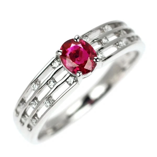 PT900 RUBY DIAMOND RING: Pt900 ruby diamond ring Brand: None Type: rings Material: Pt900 Main Stone Ruby Color: None Size: 7.25 US Accessories: None Accessories Notice: When purchasing pre-owned goods, please refe