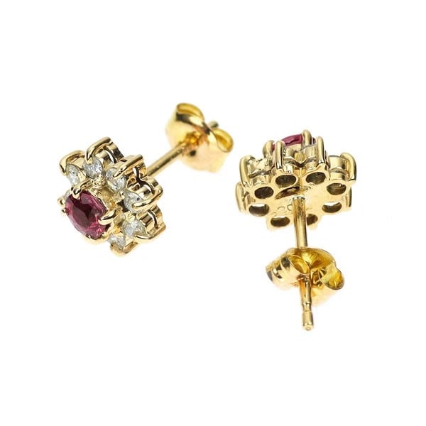 K18YG RUBY DIAMOND EARRING - 2