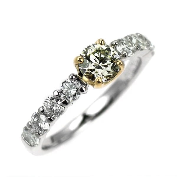 PT900/K18YG DIAMOND RING: PT900/K18YG diamond ring Brand: None Type: rings Material: Pt900/K18 Main Stone Natural Color: None Size: 4.75 - 5 US Accessories: None Accessories Notice: When purchasing pre-owned goods,
