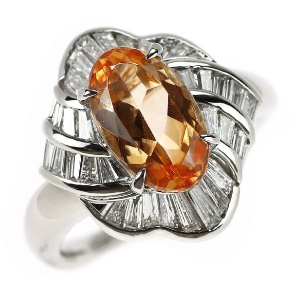 PT900 IMPERIAL TOPAZ DIAMOND RING (1 of 2)