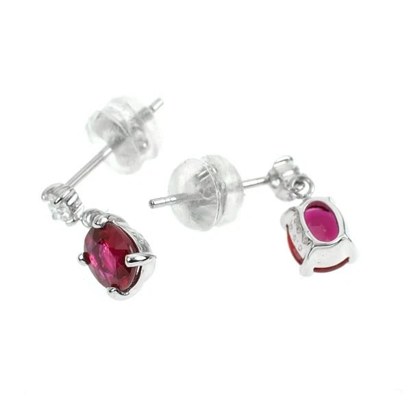 PT900 RUBY DIAMOND EARRING - 2