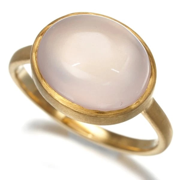 BIZOUX RING ROSE QUARTZ CABOCHON TEXTURED (1 of 3)