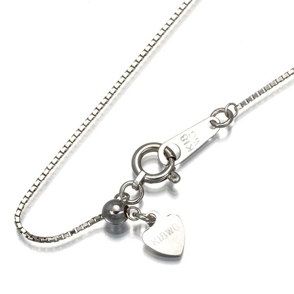 BOX CHAIN NECKLACE 18K WHITE GOLD: Box Chain Necklace 18K White Gold Brand: Unbranded Type: Necklace Material: 18K / 750 / White Gold Color: Yellow Gold Size: Necklace length: 45cm Accessories: None Accessories Notice: When