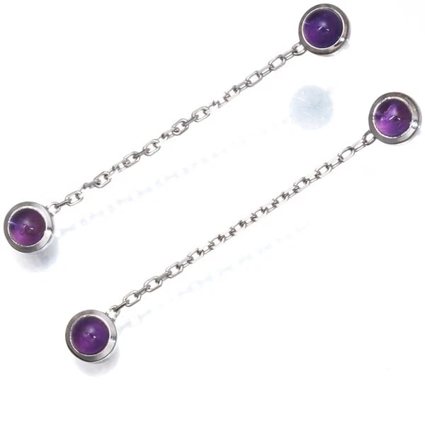 GUCCI EARRINGS AMETHYST CABOCHON CHAIN DROP (1 of 3)