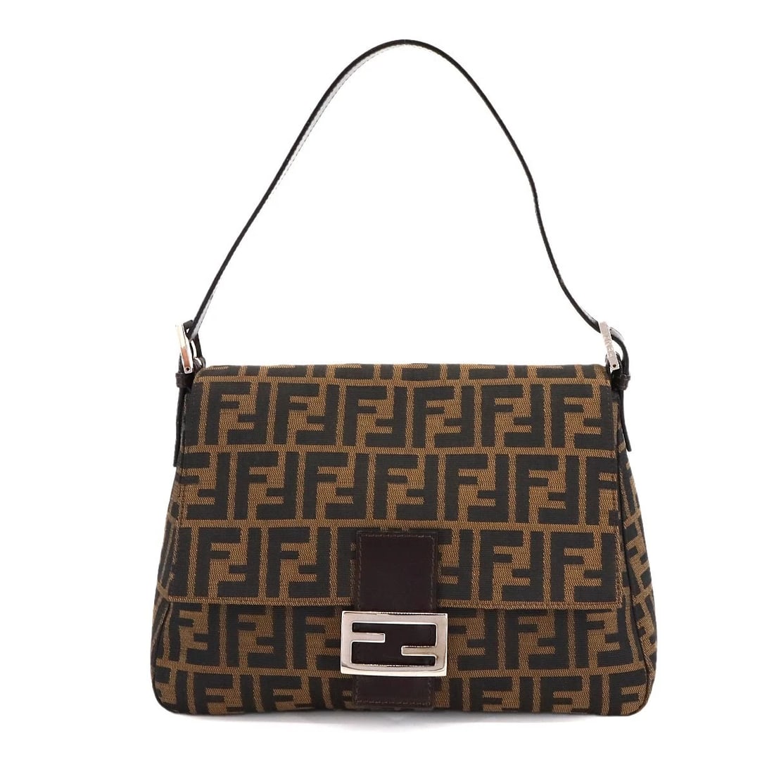 FENDI ZUCCA MAMMA BAGUETTE SHOULDER BAG CANVAS LEATHER: FENDI Zucca Mamma Baguette Shoulder Bag Canvas Leather Brand: FENDI Type: Shoulder Bag Material: Canvas , Leather Color: Brown Size: W 11.42 inch, H 8.27 inch, D 4.72 inch Shoulder 16.9inch to 21.