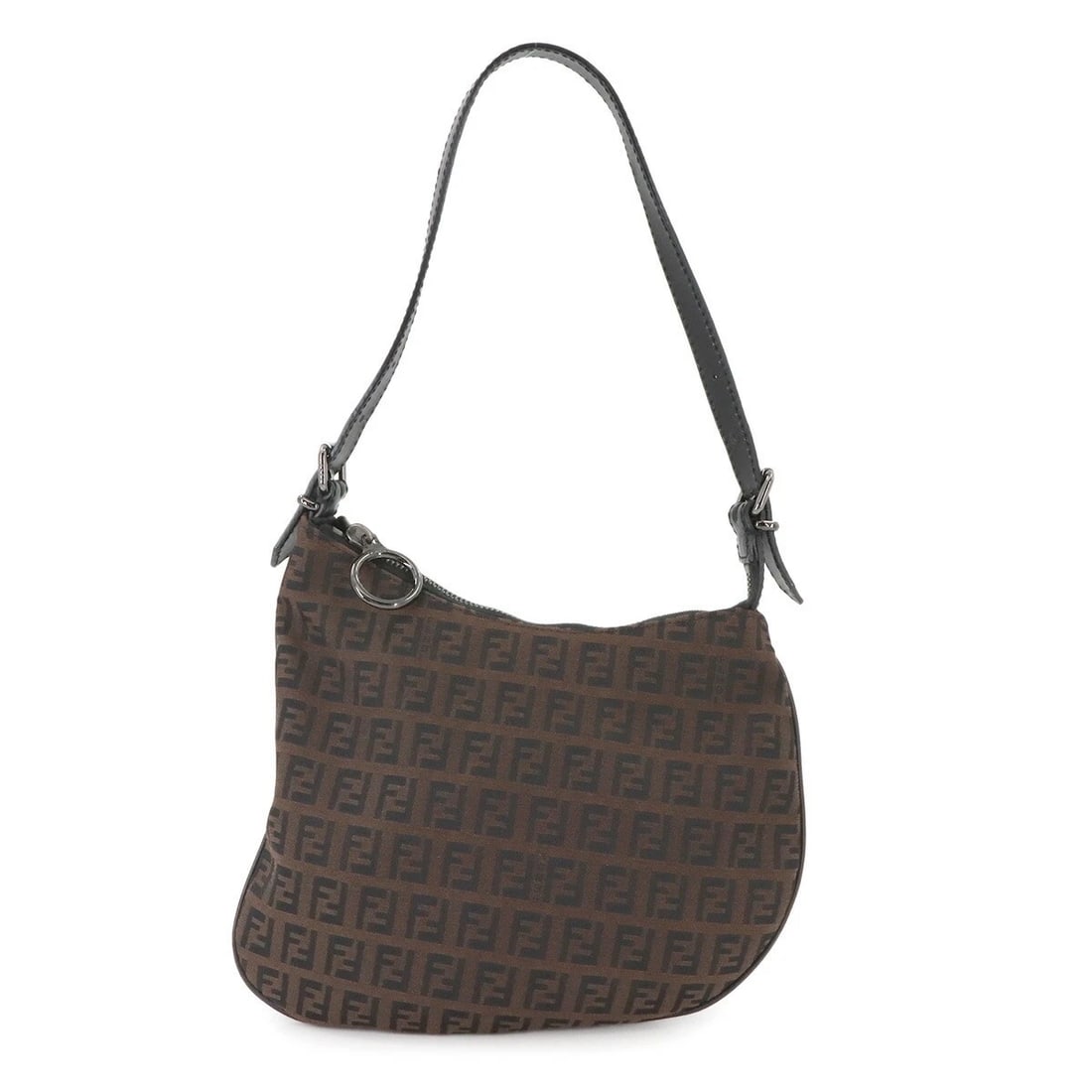 FENDI ZUCCHINO SHOULDER BAG CANVAS LEATHER BROWN: FENDI Zucchino Shoulder Bag Canvas Leather Brown Brand: FENDI Type: Shoulder Bag Material: Canvas , Leather Color: Brown , Black Size: W 8.66 inch, H 8.27 inch, D 0.79 inch Shoulder 14.6inch to 18