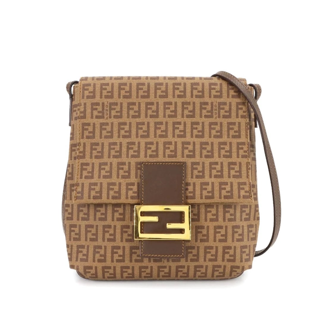 FENDI ZUCCHINO SHOULDER BAG PVC LEATHER BROWN (1 of 7)