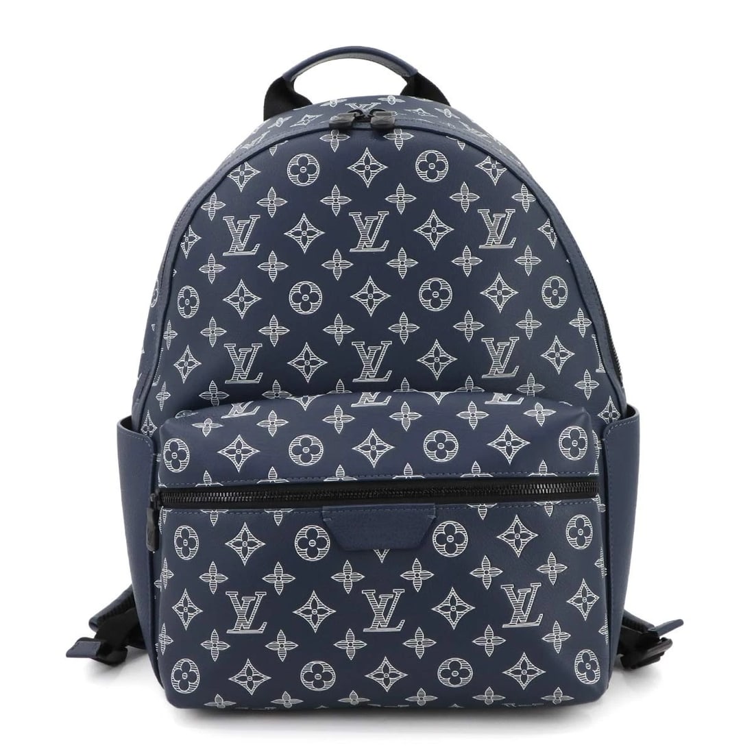 LOUIS VUITTON MONOGRAM SHADOW DISCOVERY BACKPACK: LOUIS VUITTON Monogram Shadow Discovery Backpack Brand: LOUIS VUITTON Type: Backpack Material: Monogram Shadow Leather Color: Navy Blue Size: W 11.22 inch, H 14.57 inch, D 6.10 inch Shoulder
