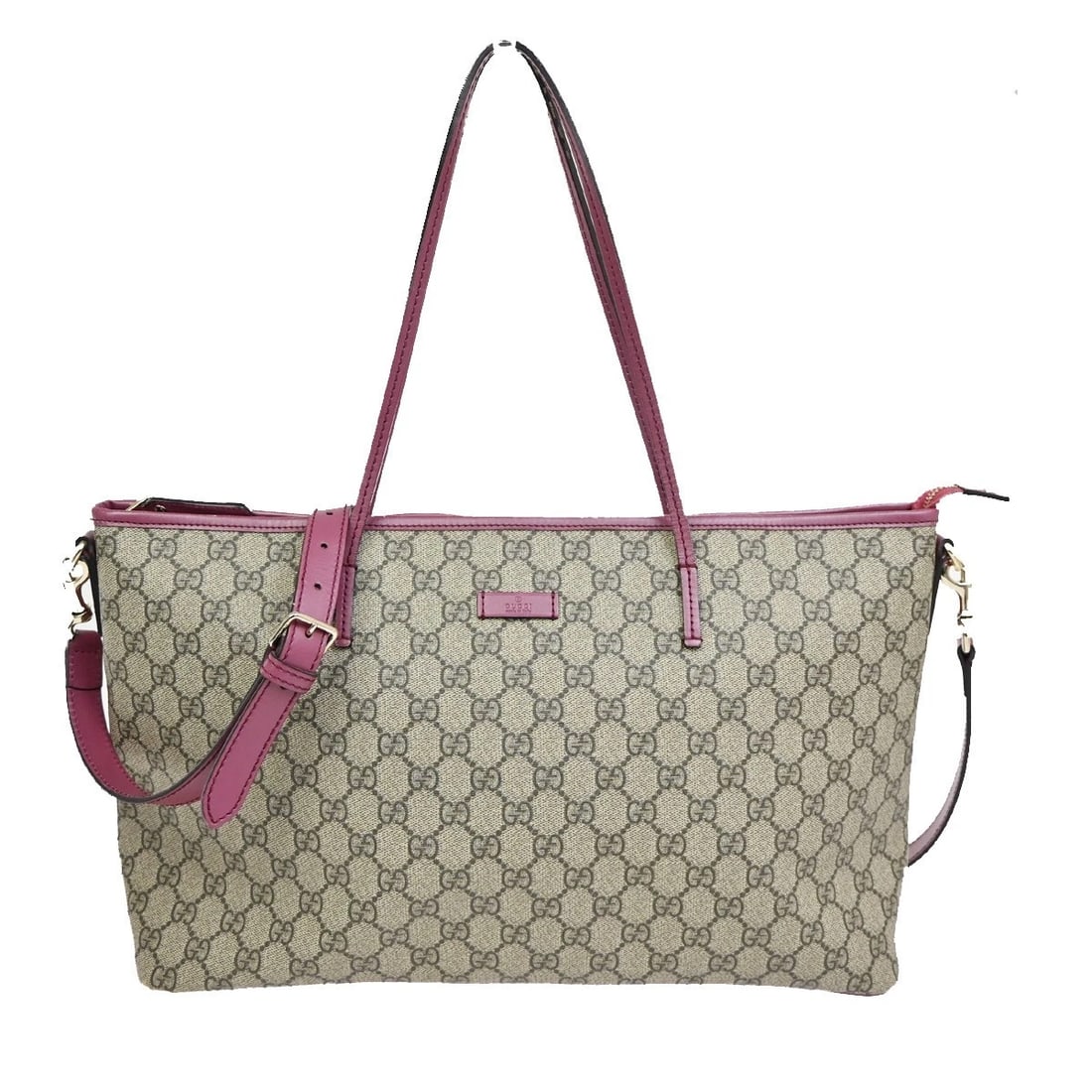 GUCCI LOGO GG PATTERN SHOULDER TOTE BAG SUPREME LEATHER BEIGE PURPLE: GUCCI Logo GG Pattern Shoulder Tote Bag Supreme Leather Beige Purple Brand: GUCCI Type: Shoulder Bag Material: Supreme Leather Color: Brown Size: W 17.7 x H 9.8 x D 5.9 " (approx.) HANDLE DROP ( i