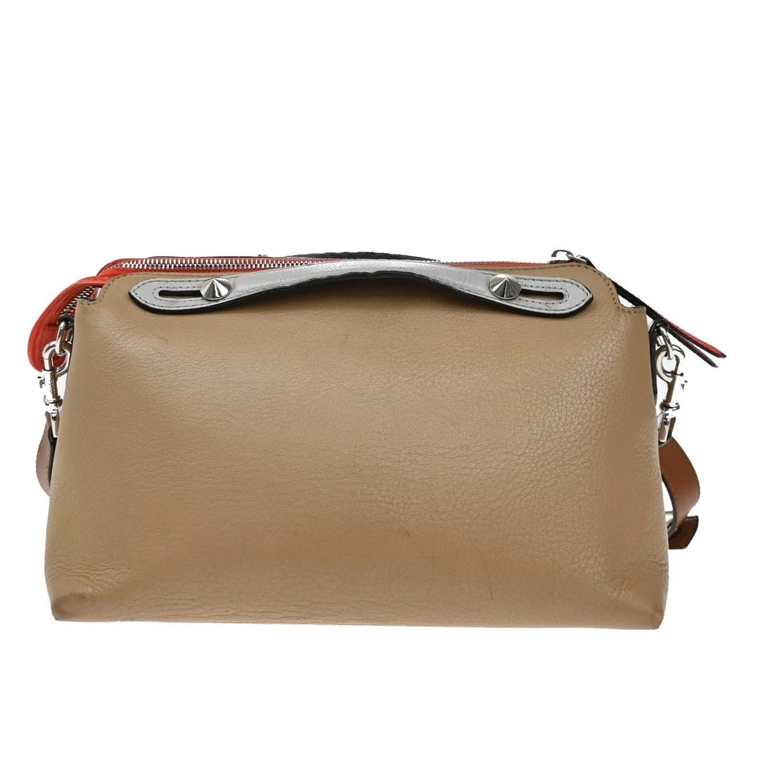 FENDI LOGO BY THE WAY 2WAY SHOULDER HAND BAG LEATHER BEIGE SILVER: FENDI Logo By The Way 2Way Shoulder Hand Bag Leather Beige Silver Brand: FENDI Type: Shoulder Hand Bag Material: Leather Color: Beige Size: W 10.6 x H 6.7 x D 4.9 " (approx.) SHOULDER DROP ( inch