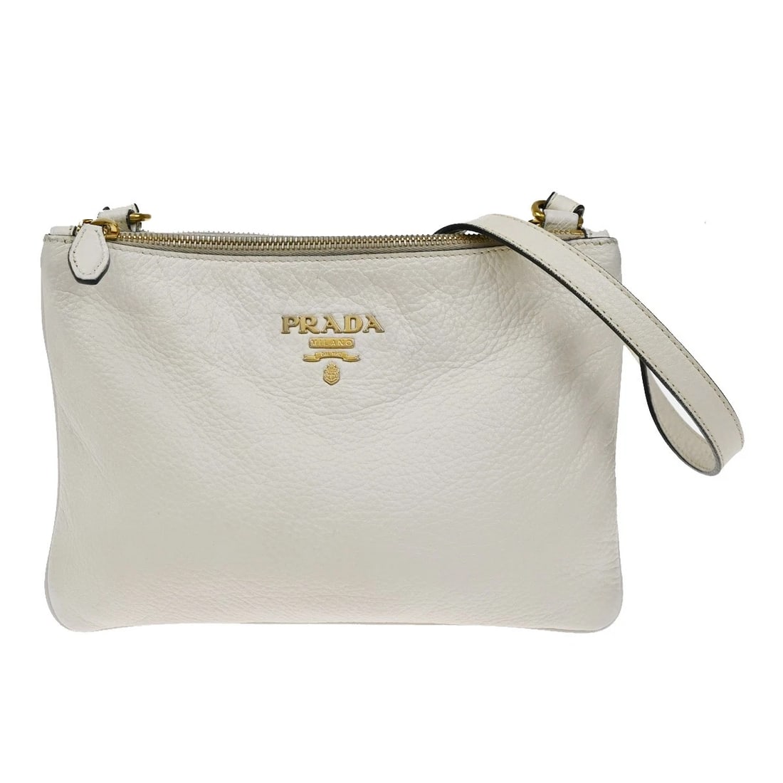 PRADA LOGO CROSSBODY MINI SHOULDER BAG LEATHER WHITE (1 of 9)
