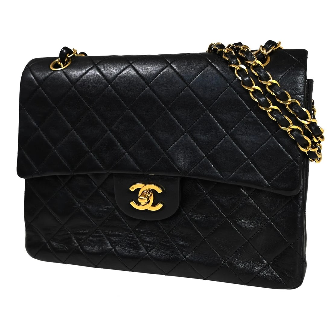 CHANEL CC MATELASSE 25 CHAIN SHOULDER BAG LEATHER BLACK (1 of 9)