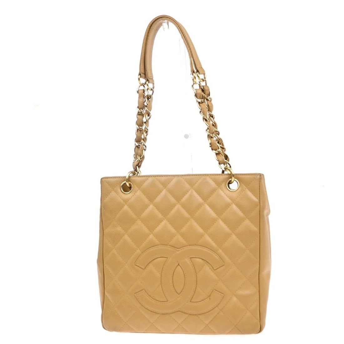CHANEL MATELASSE PST CHAIN SHOULDER BAG CALFSKIN LEATHER BEIGE (1 of 12)