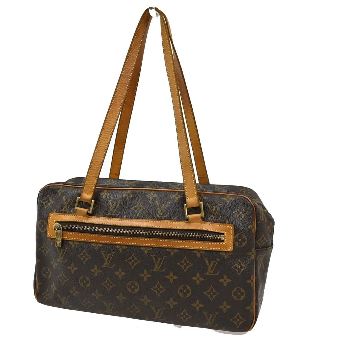 LOUIS VUITTON LOGO CITE GM SHOULDER BAG MONOGRAM LEATHER BROWN (1 of 8)