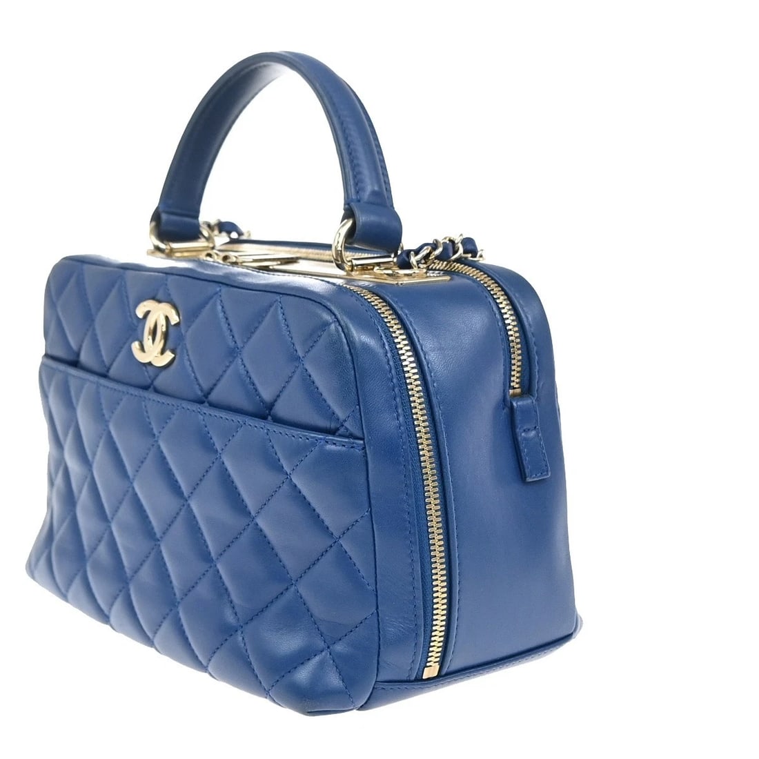 CHANEL CC MATELASSE 2WAY CHAIN SHOULDER HAND BAG LEATHER BLUE (1 of 9)