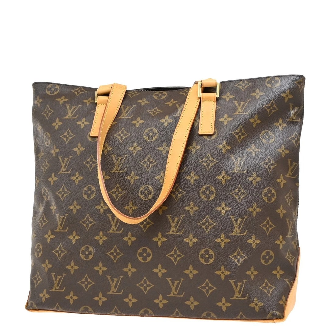 LOUIS VUITTON CABAS MEZZO SHOULDER BAG MONOGRAM LEATHER BROWN (1 of 10)