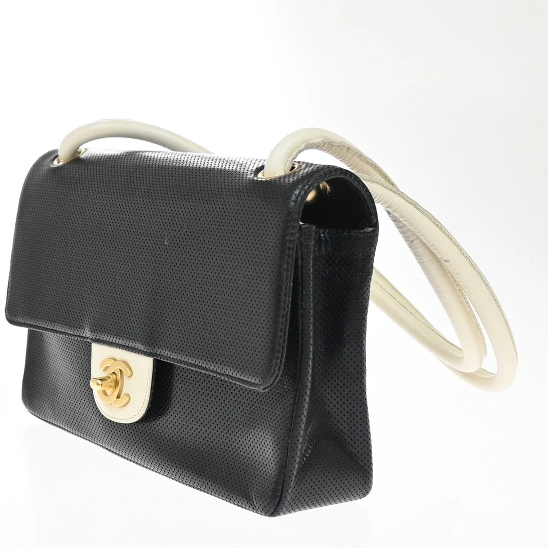 CHANEL CC LOGO SHOULDER HAND BAG LEATHER BLACK (1 of 9)