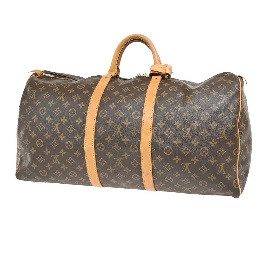 LOUIS VUITTON KEEPALL 55 TRAVEL HAND BAG MONOGRAM LEATHER BROWN (1 of 9)