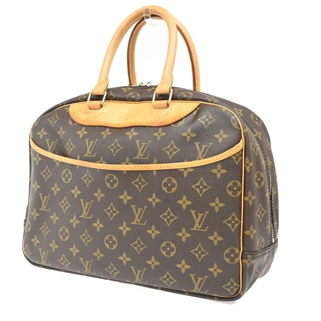 LOUIS VUITTON LV LOGO DEAUVILLE HAND BAG MONOGRAM LEATHER BROWN (1 of 11)