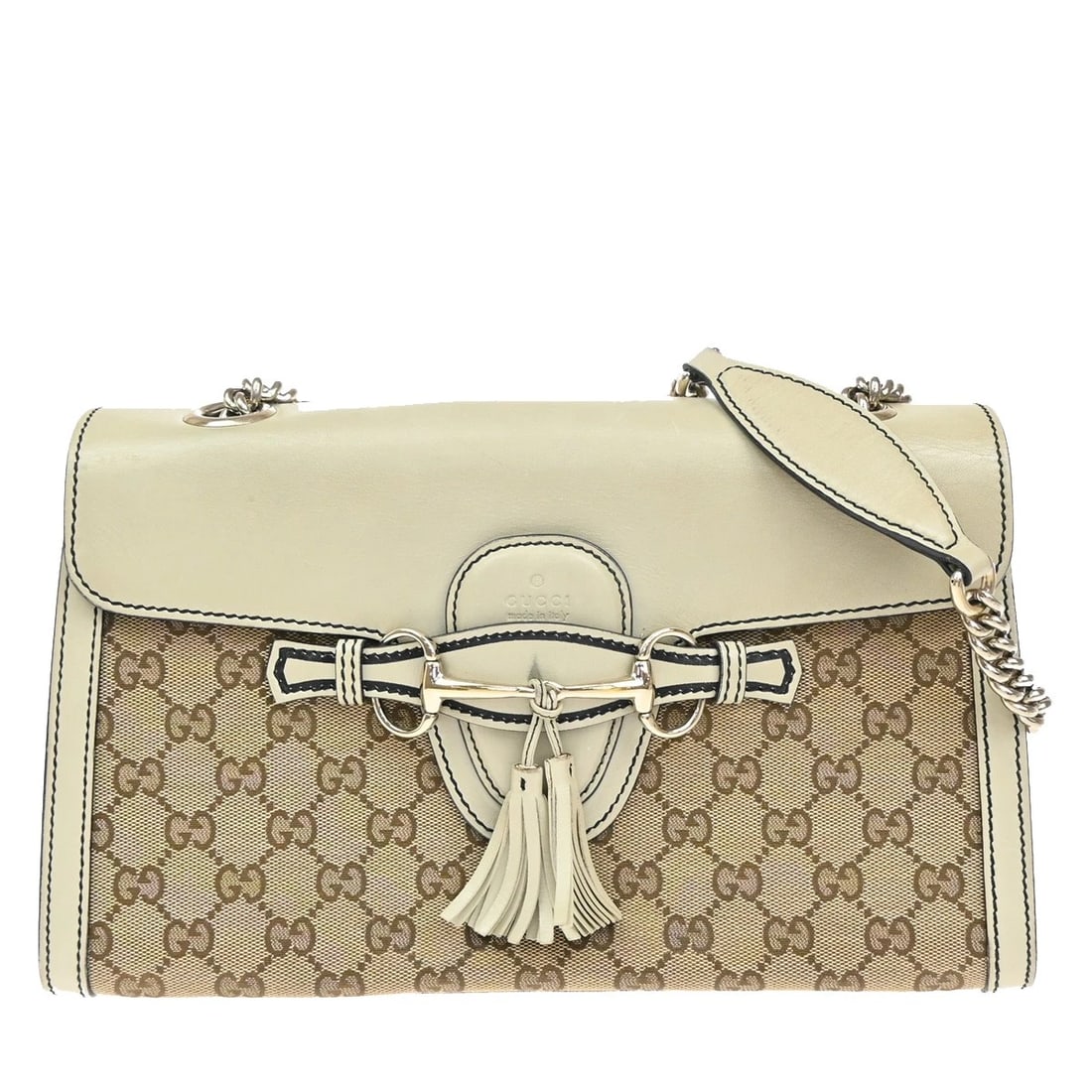 GUCCI LOGO EMILY GG PATTERN CHAIN SHOULDER BAG CANVAS LEATHER BROWN (1 of 10)